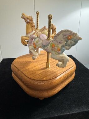 Willitts Designs porcelain double horse carousel music box. Group II Firing 1-80